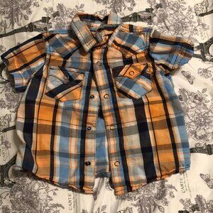 Arizona jeans snap button plaid shirt size 12m